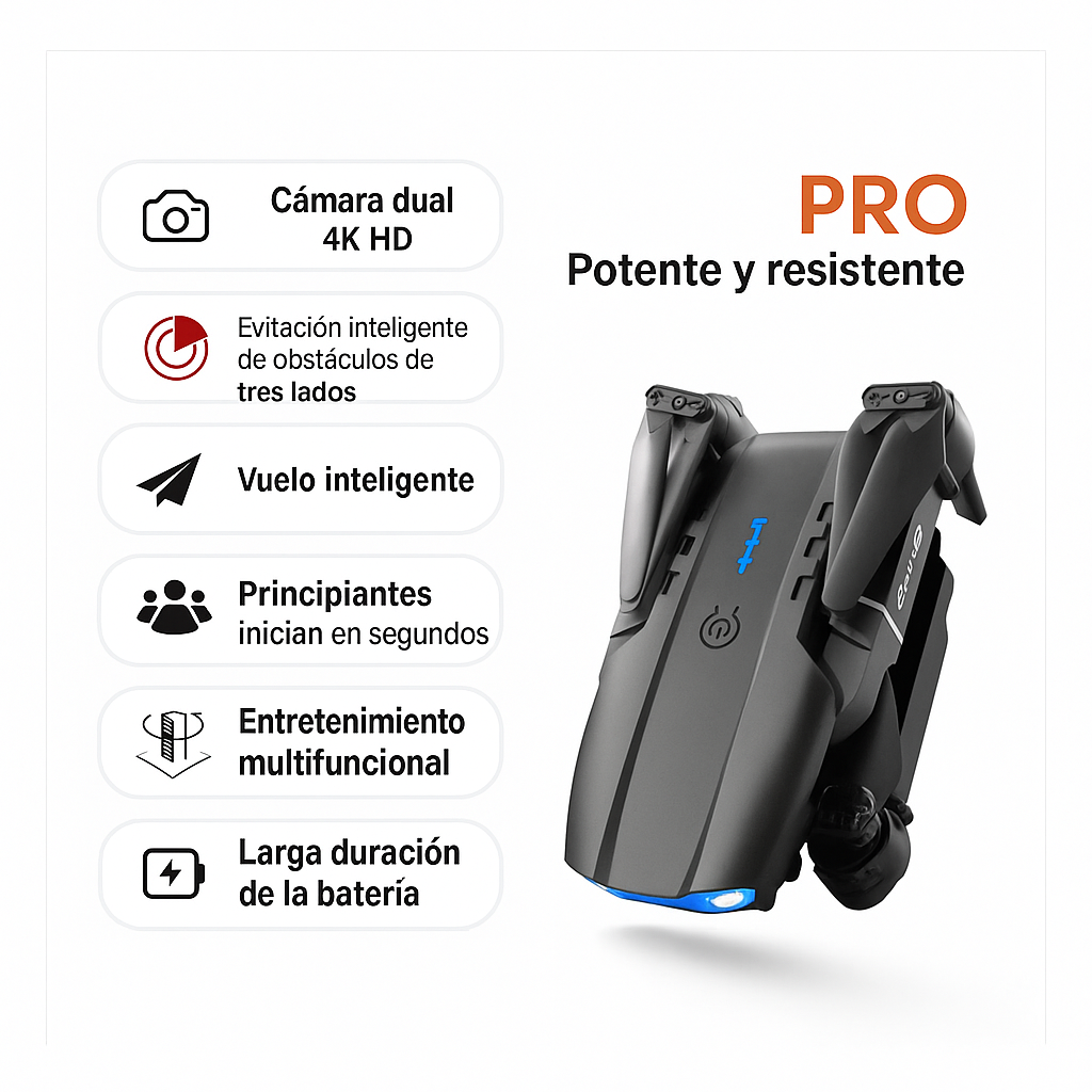 Super Drone Portatil Wifi Dual Cámara Hd + 2 Baterías