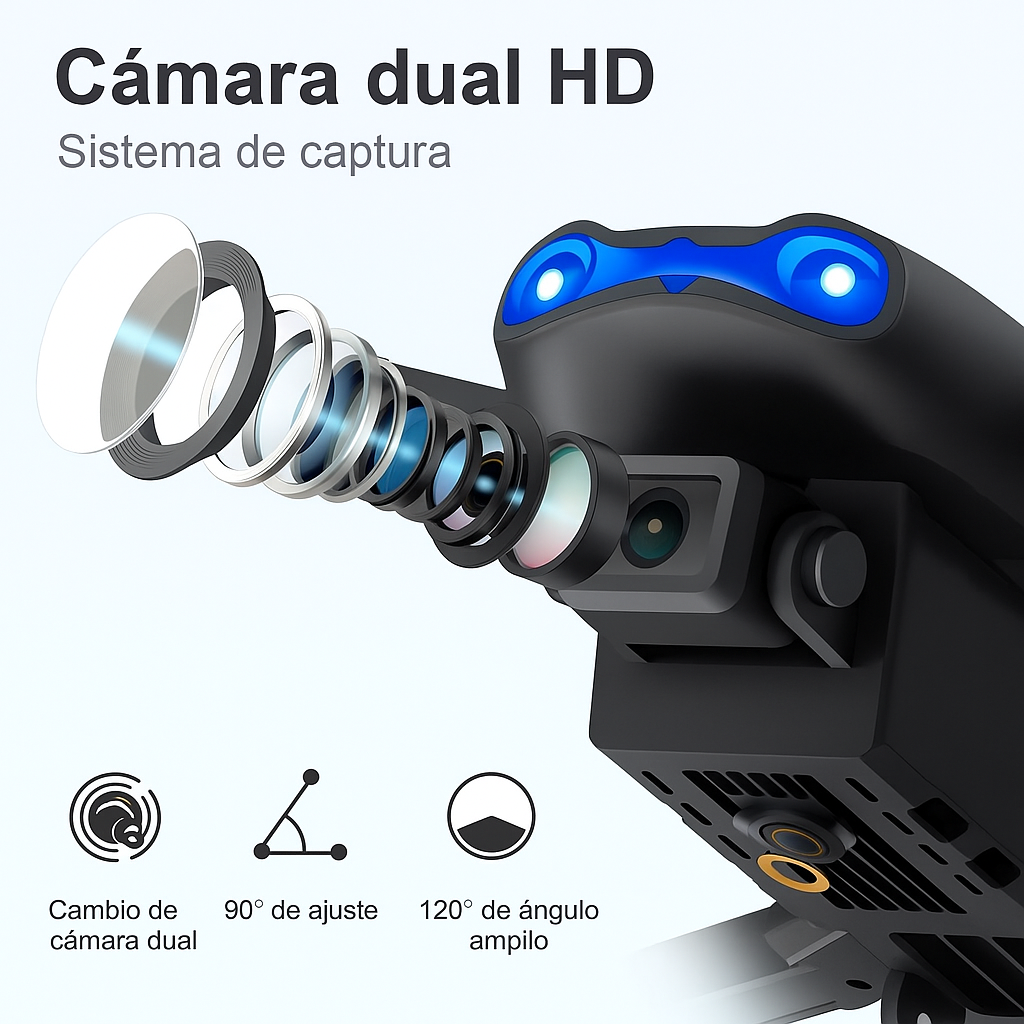 Super Drone Portatil Wifi Dual Cámara Hd + 2 Baterías