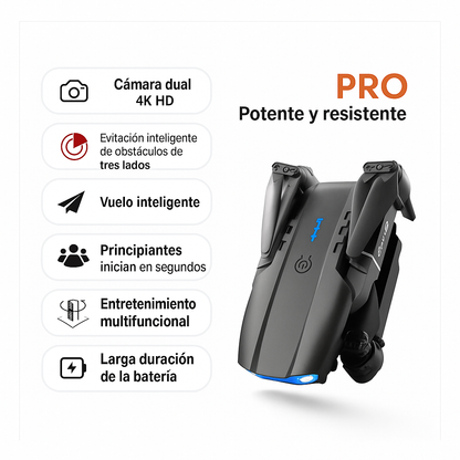 Super Drone Portatil Wifi Dual Cámara Hd + 2 Baterías