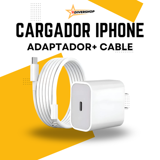 Cargador Iphone 20W Carga rápida Adaptador + Cable