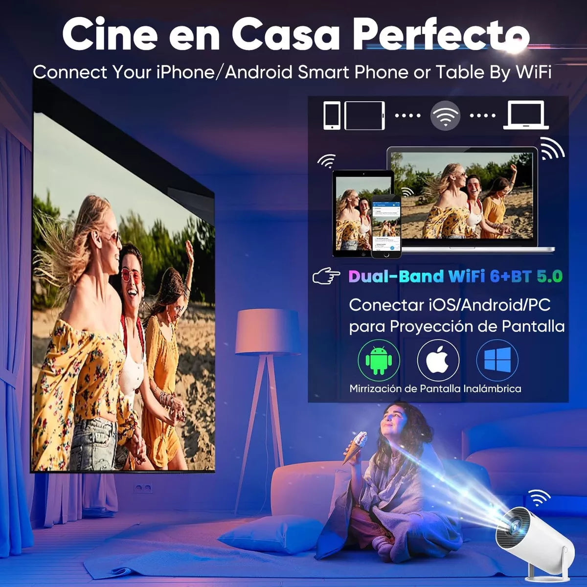 Proyector Led Smart HY300 Profesional Wifi Bluetooth inteligente